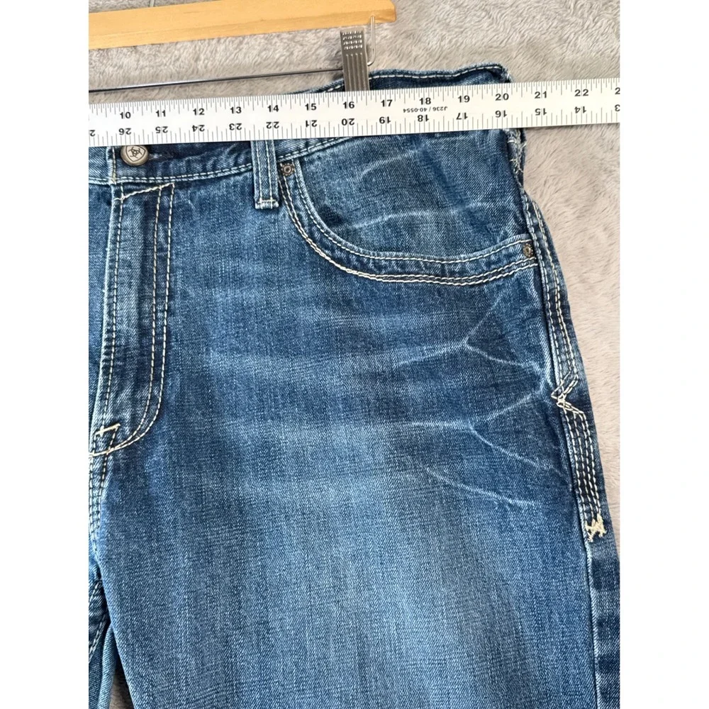 ARIAT M4 Relaxed Boot Cut Jeans Mens‎ 40/32 Distressed Grunge Denim Blue READ